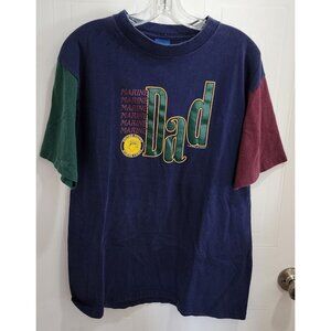 VTG 1994 Stand Out Designs Marine Dad Single Stitch Color Block T Shirt Sz Large